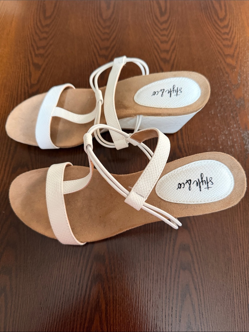 Style & Co. Women's Off-White Strappy Wedge Sandals